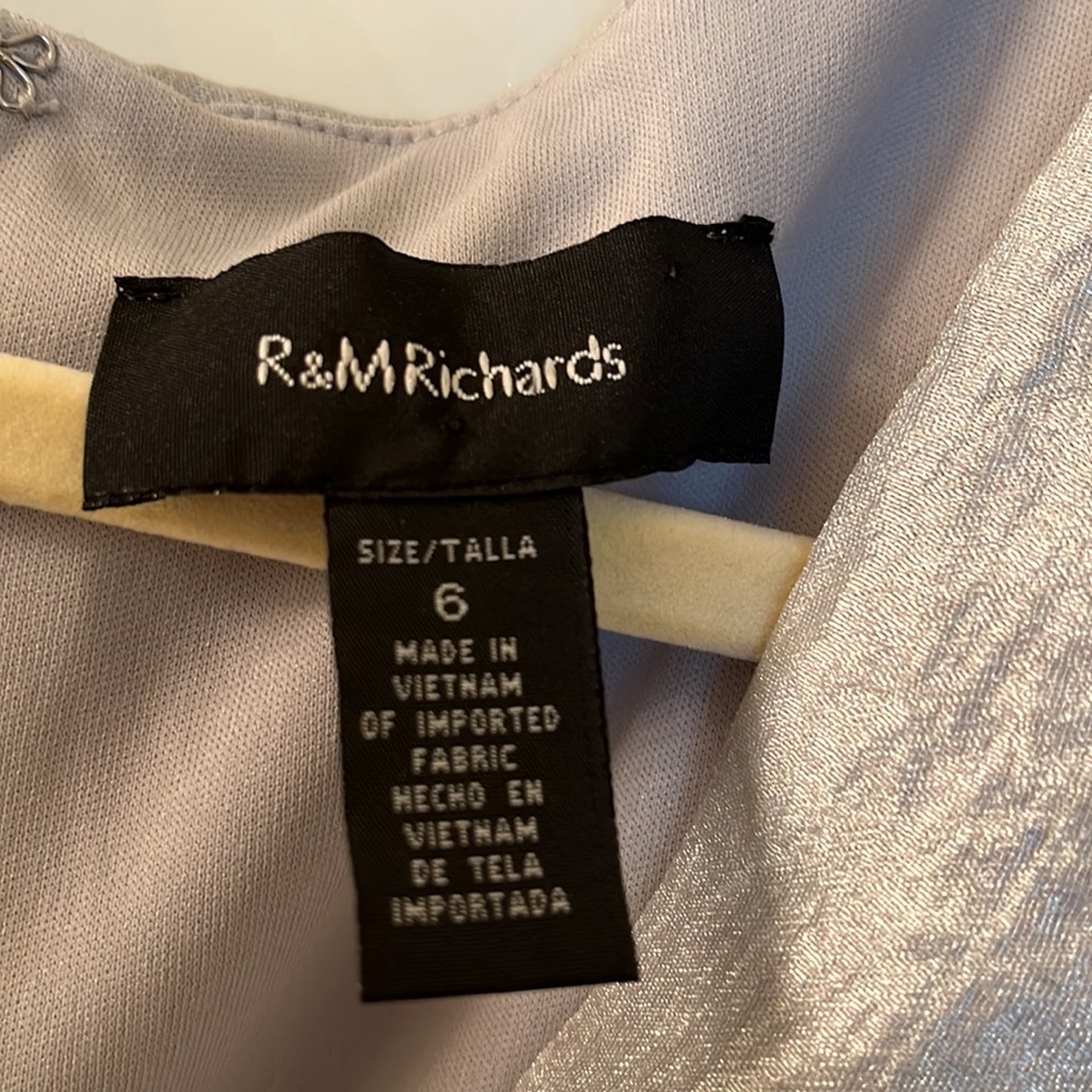 R&M Richards silver shimmery embellished mid length layered look dress size 6 - Picture 5 of 7